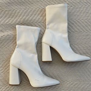 White Faux Leather Ankle Boots